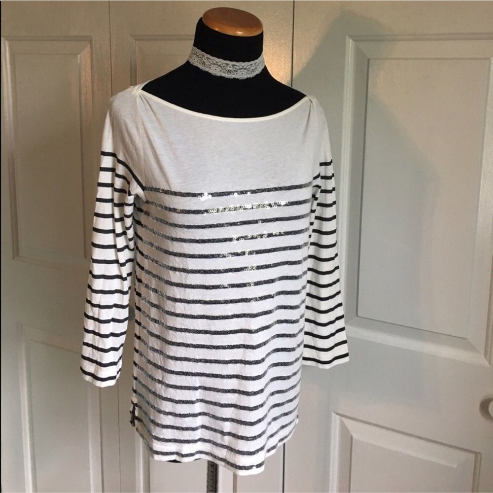 J.Crew Sequin Striped Tee
